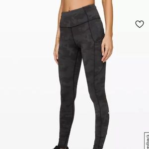 Lululemon camouflage fast and free barely-there, sweat-wicking tights 6